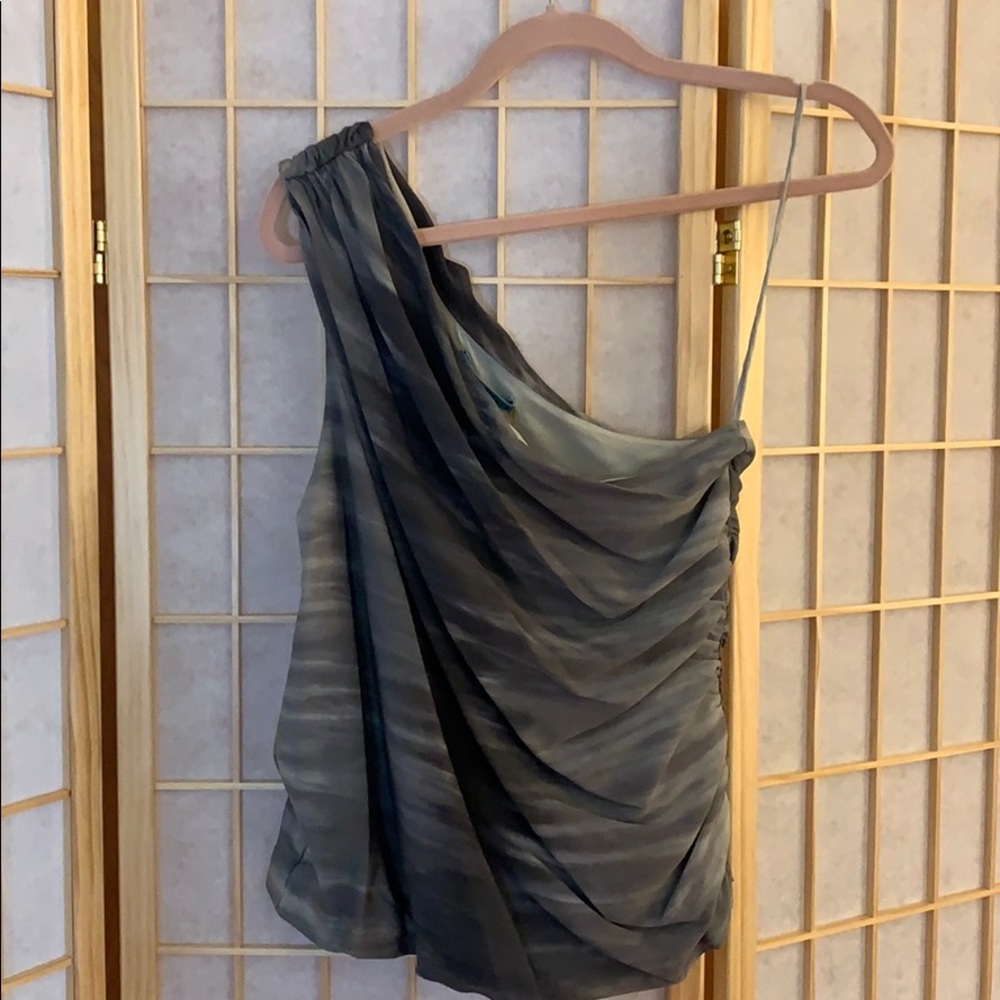 Alice + Olivia one shoulder silk top